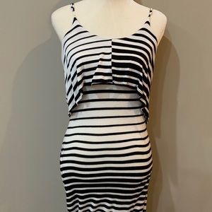 Boutique Black & White Striped Maxi Dress
